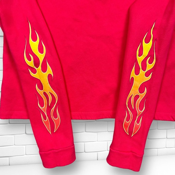 Urban Outfitters Future State Skull Flame Sweatshirt Women Medium 1/4 Zip Fleece - Picture 4 of 11